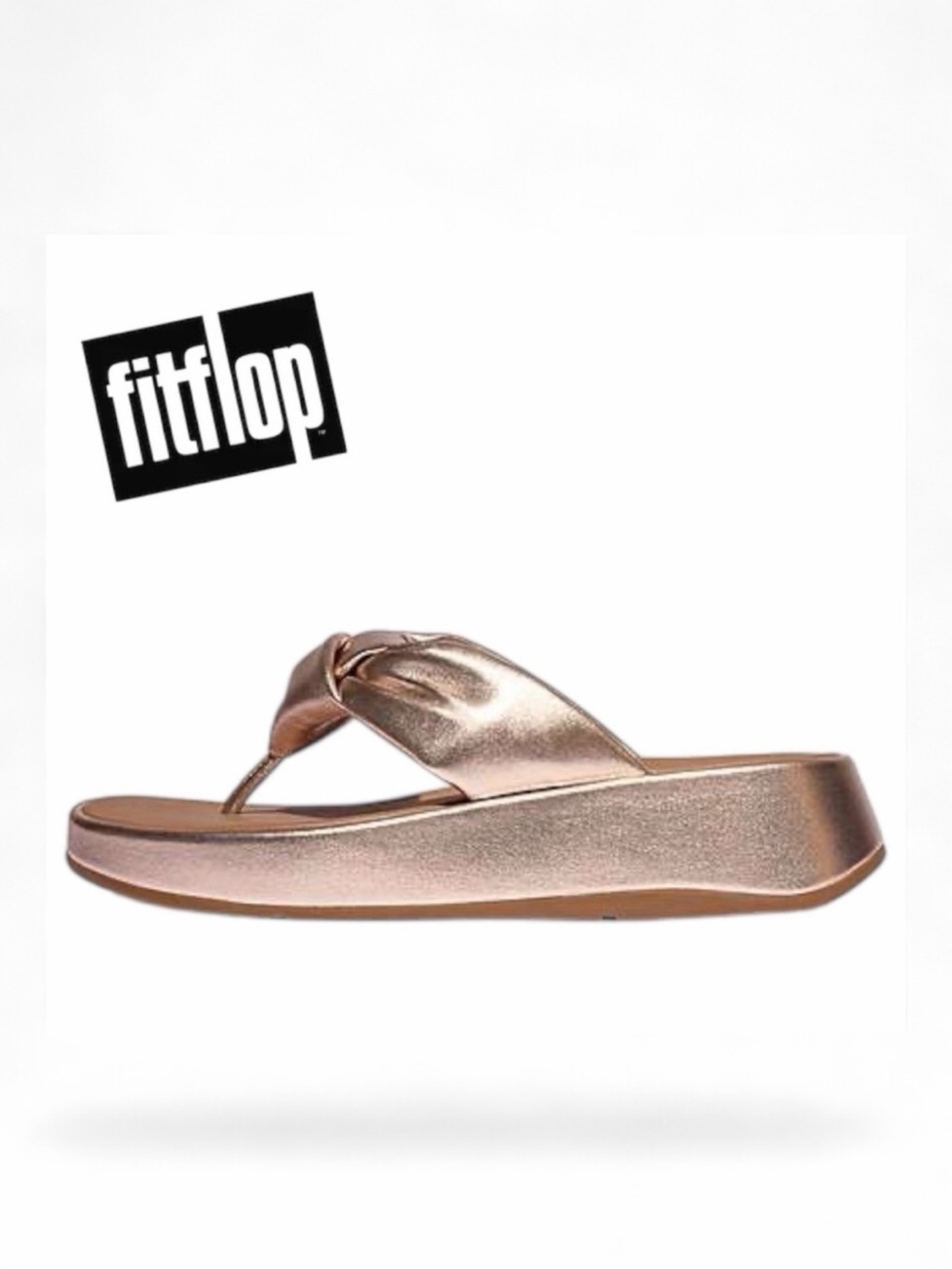 Fitflop‎ Women’s Metallic Rose Gold F-Mode Knot Soft Leather Sandals - Size 9